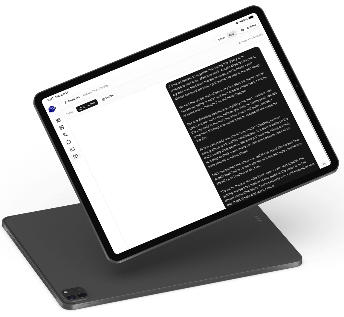 Archiva story editor on tablet
