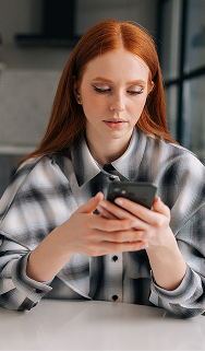 Person organizing files on phone
